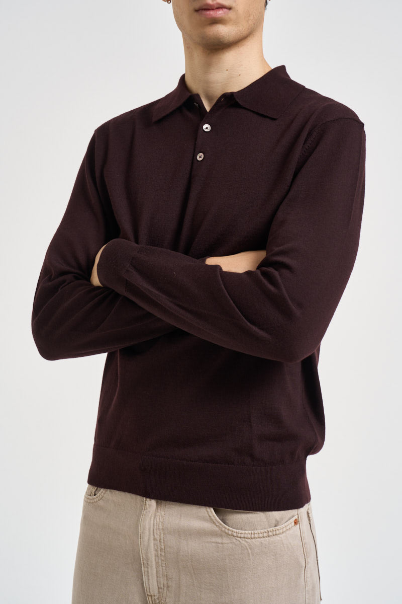 Maglia polo uomo in lana melanzana MI3509 MELANZANA SEINSE 