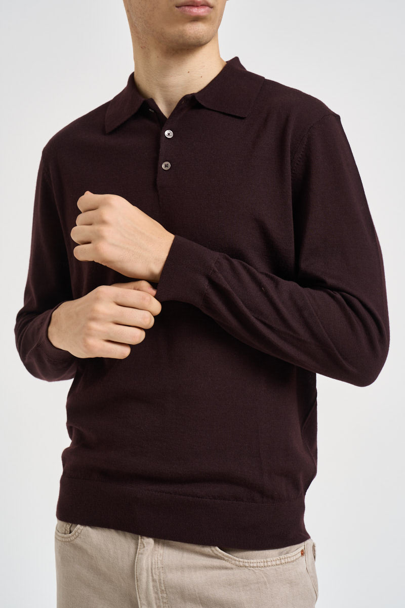 Maglia polo uomo in lana melanzana MI3509 MELANZANA SEINSE 