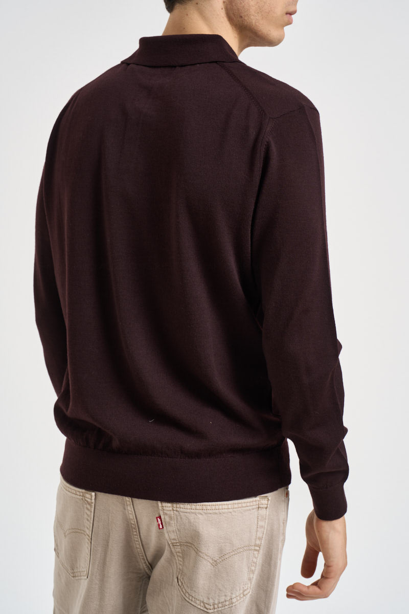 Maglia polo uomo in lana melanzana MI3509 MELANZANA SEINSE 