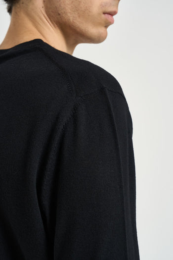 Maglia uomo girocollo in lana nera - 5