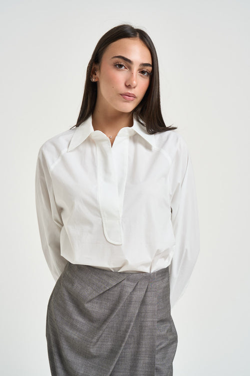 Camicia donna scollo a V bianca - 2