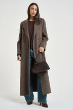 Cappotto donna lungo doppiopetto marrone melange CP0592 244 SEVENTY 