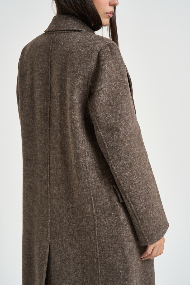 Cappotto donna lungo doppiopetto marrone melange CP0592 244 SEVENTY 