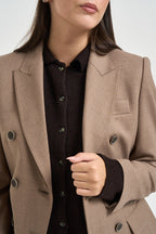 Giacca donna doppiopetto tortora GI0736 180016054 SEVENTY 