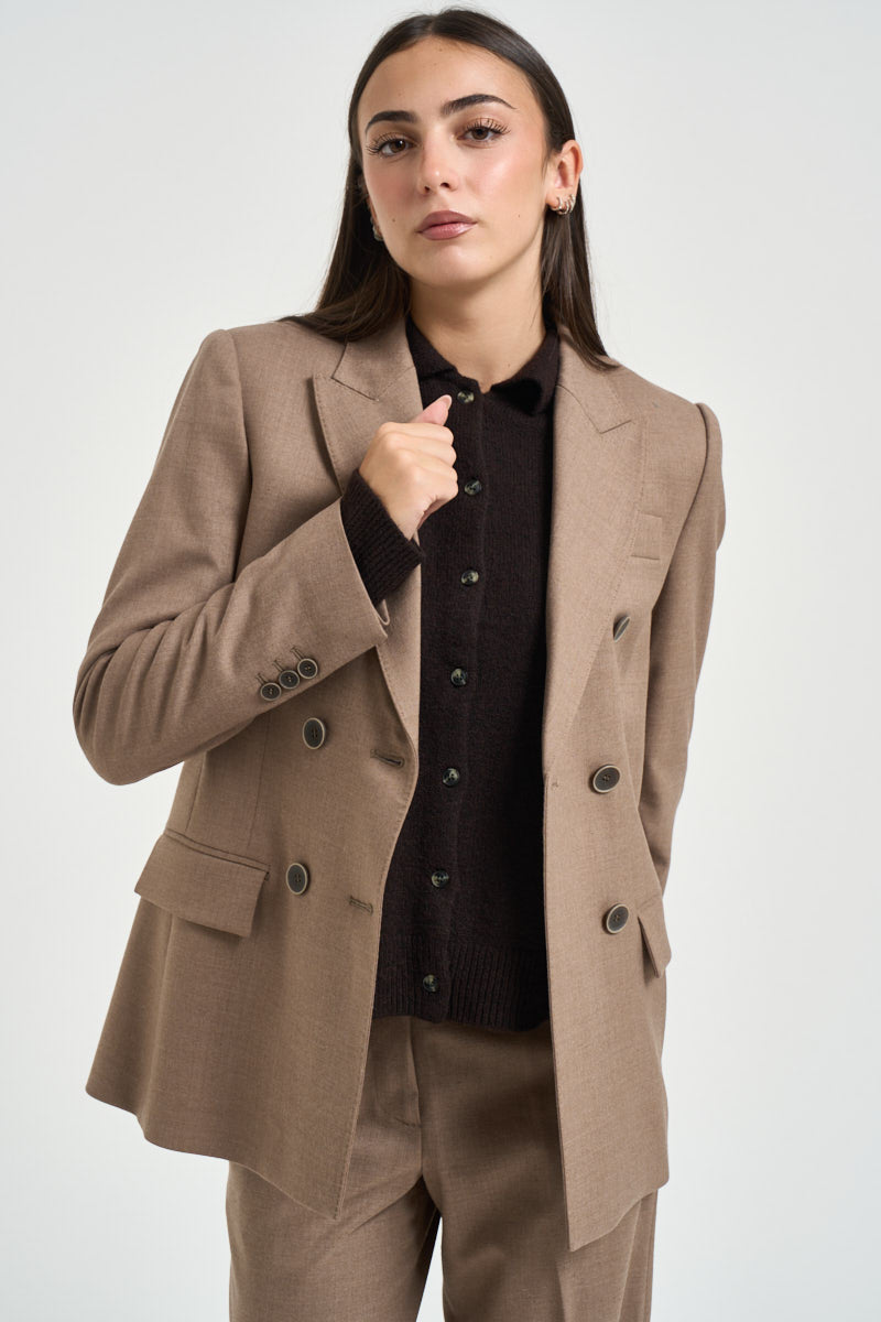 Giacca donna doppiopetto tortora GI0736 180016054 SEVENTY 