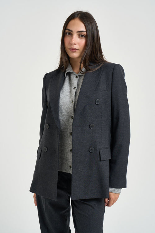 Giacca donna doppiopetto grigio scuro - 2