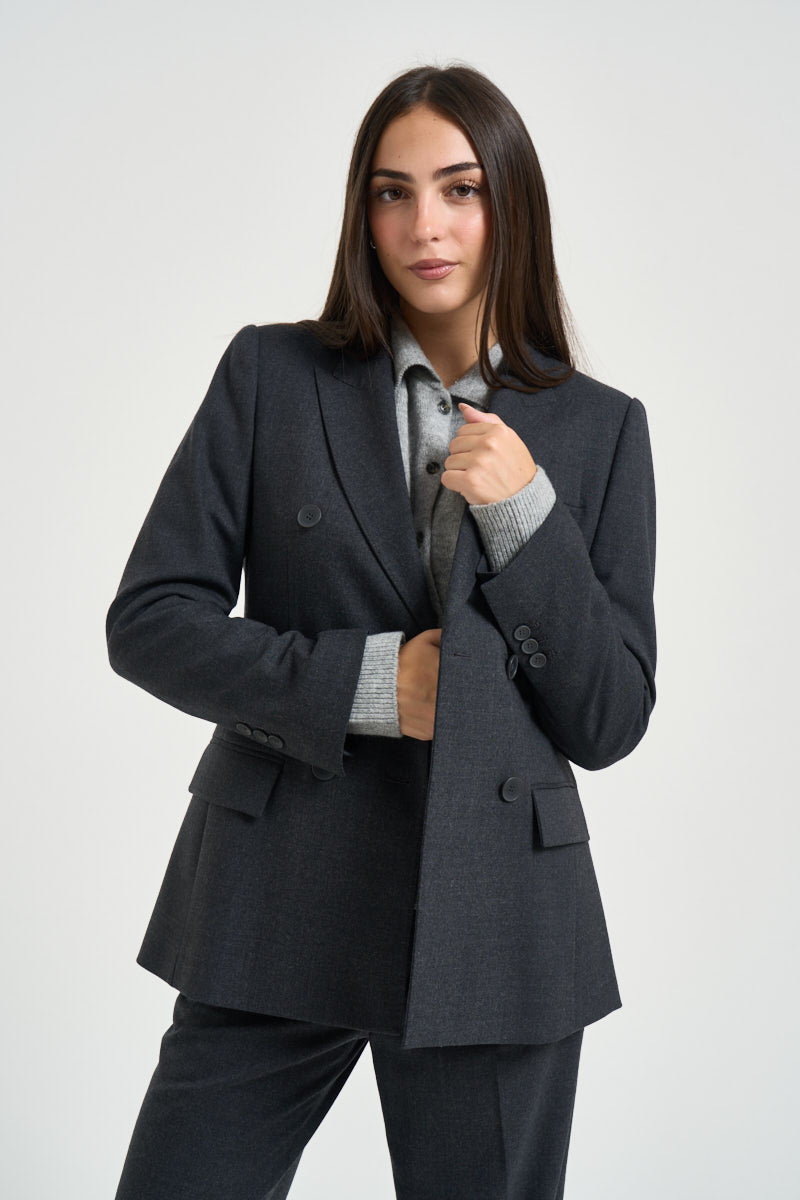 Giacca donna doppiopetto grigio scuro GI0736 180016923 SEVENTY 