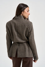 Giacca donna senza bottoni fantasia a quadri multicolor GI0988 130100065 SEVENTY 