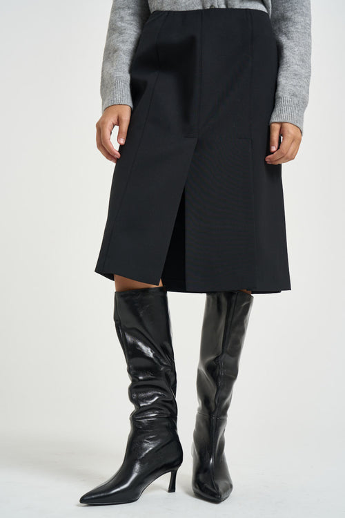 Gonna donna midi con spacchi nera - 1