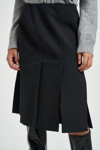 Gonna donna midi con spacchi nera - 5