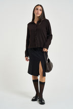Gonna donna midi con spacco nera GO0828 460226999 SEVENTY 