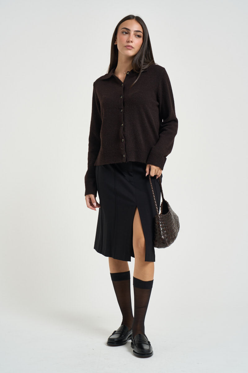 Gonna donna midi con spacco nera GO0828 460226999 SEVENTY 