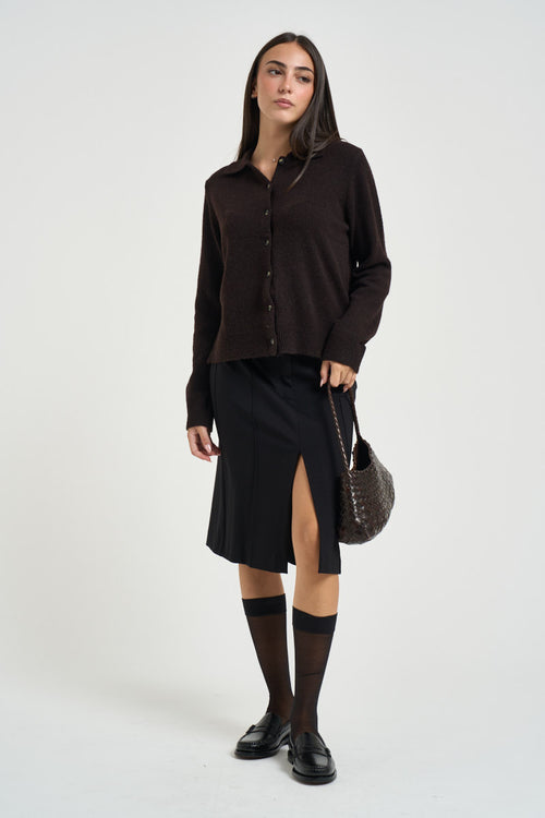 Gonna donna midi con spacco nera - 1