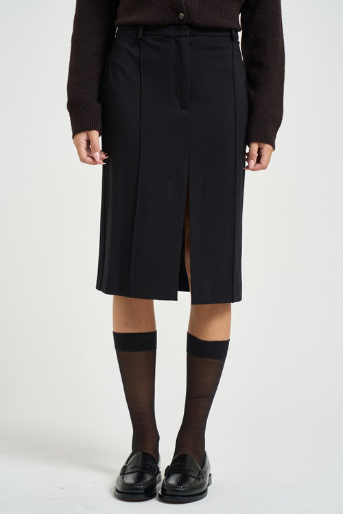 Gonna donna midi con spacco nera - 2