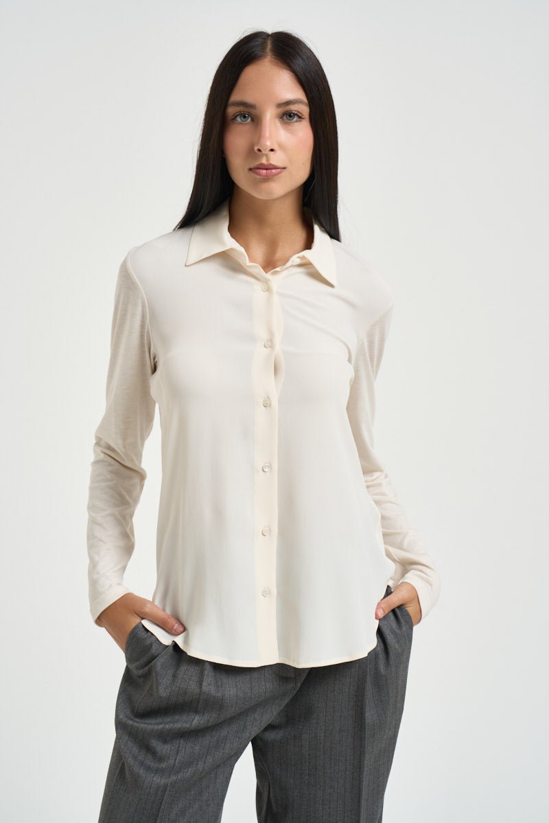 Camicia donna in jersey panna MJ1929 890180006 SEVENTY 