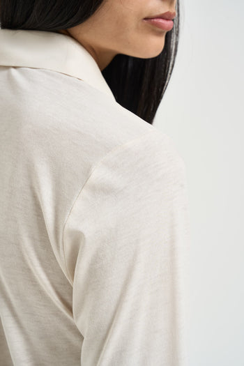 Camicia donna in jersey panna - 5