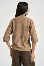 Maglia donna con paillettes sabbia MT4158 990376200 SEVENTY 