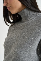 Maglia donna con paillettes grigio mélange MT4158 990376940 SEVENTY 