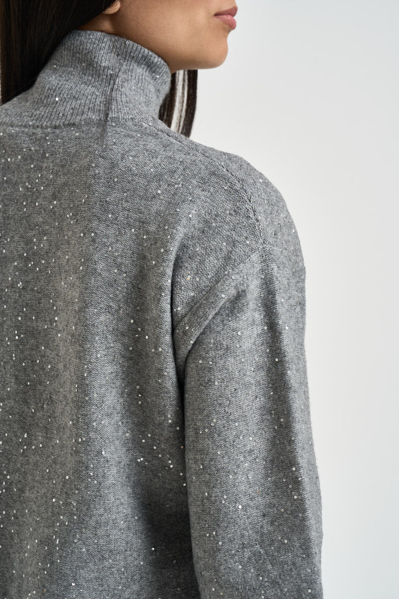 Maglia donna con paillettes grigio mélange MT4158 990376940 SEVENTY 
