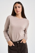 Maglia donna girocollo tortora chiaro PC80 GESSO SOLOCASCMIR 