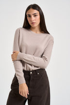 Maglia donna girocollo tortora chiaro PC80 GESSO SOLOCASCMIR 