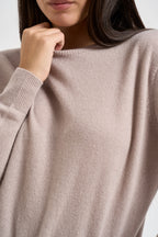 Maglia donna girocollo tortora chiaro PC80 GESSO SOLOCASCMIR 