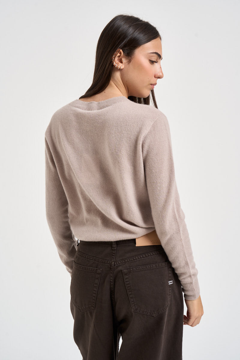 Maglia donna girocollo tortora chiaro PC80 GESSO SOLOCASCMIR 