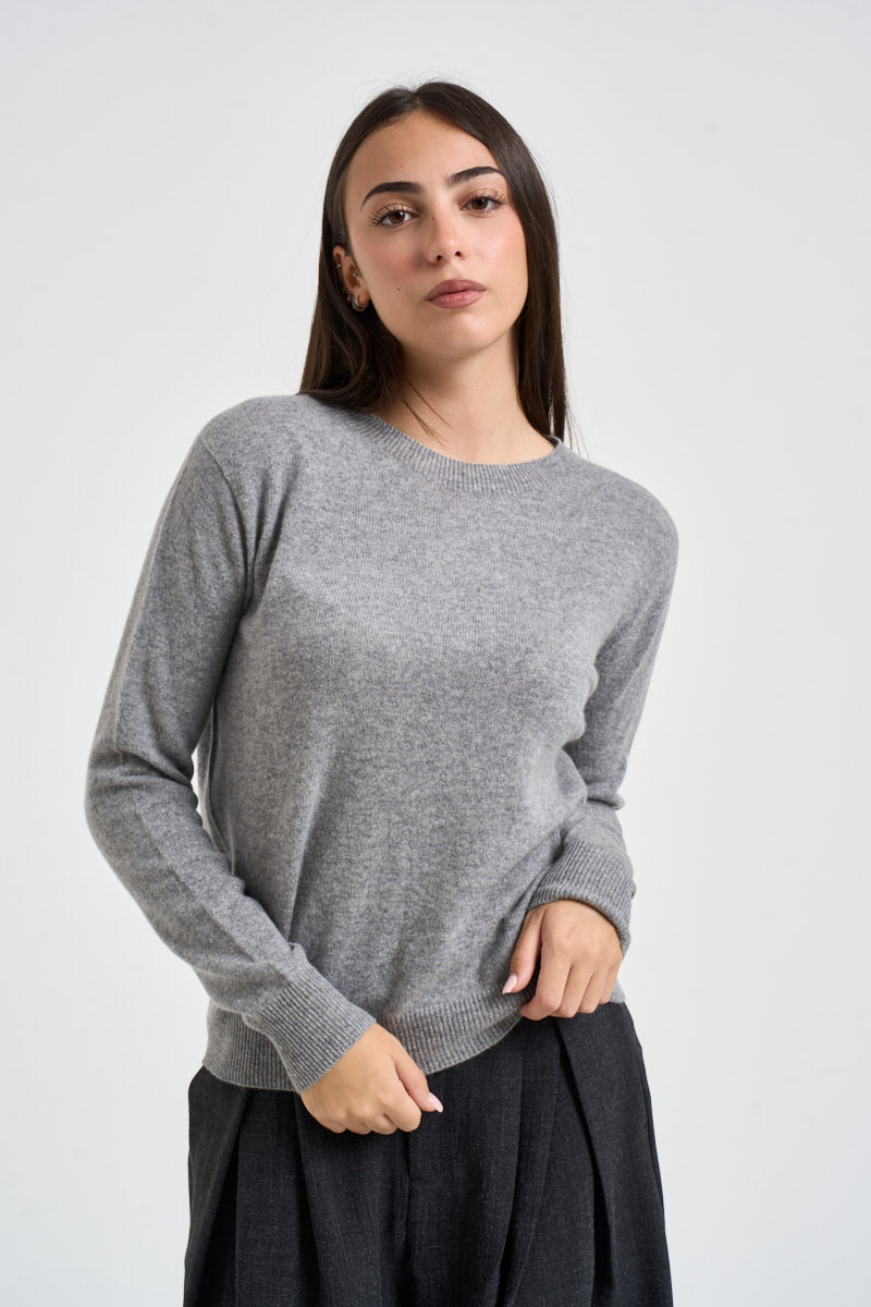 Maglia donna girocollo grigio melange PC80 GRIGIO SOLOCASCMIR 