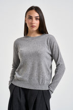 Maglia donna girocollo grigio melange PC80 GRIGIO SOLOCASCMIR 
