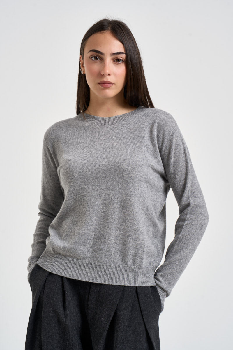 Maglia donna girocollo grigio melange PC80 GRIGIO SOLOCASCMIR 