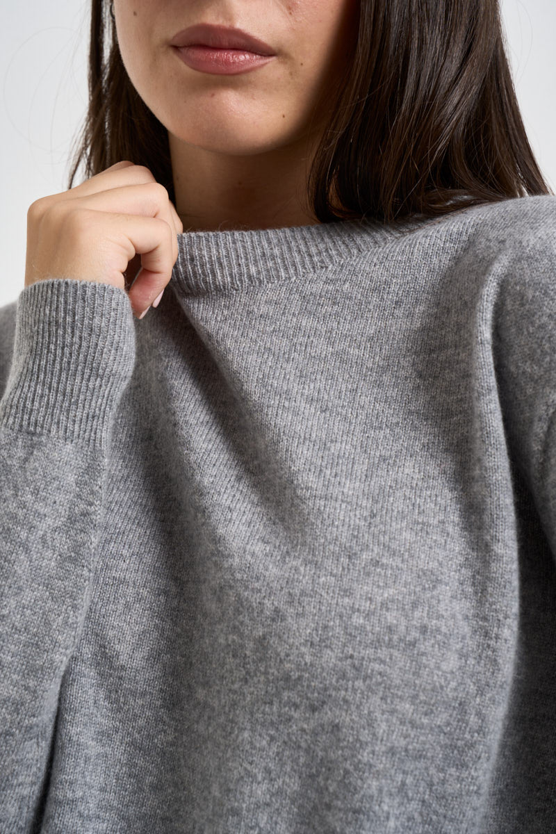 Maglia donna girocollo grigio melange PC80 GRIGIO SOLOCASCMIR 