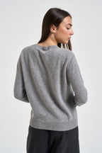Maglia donna girocollo grigio melange PC80 GRIGIO SOLOCASCMIR 