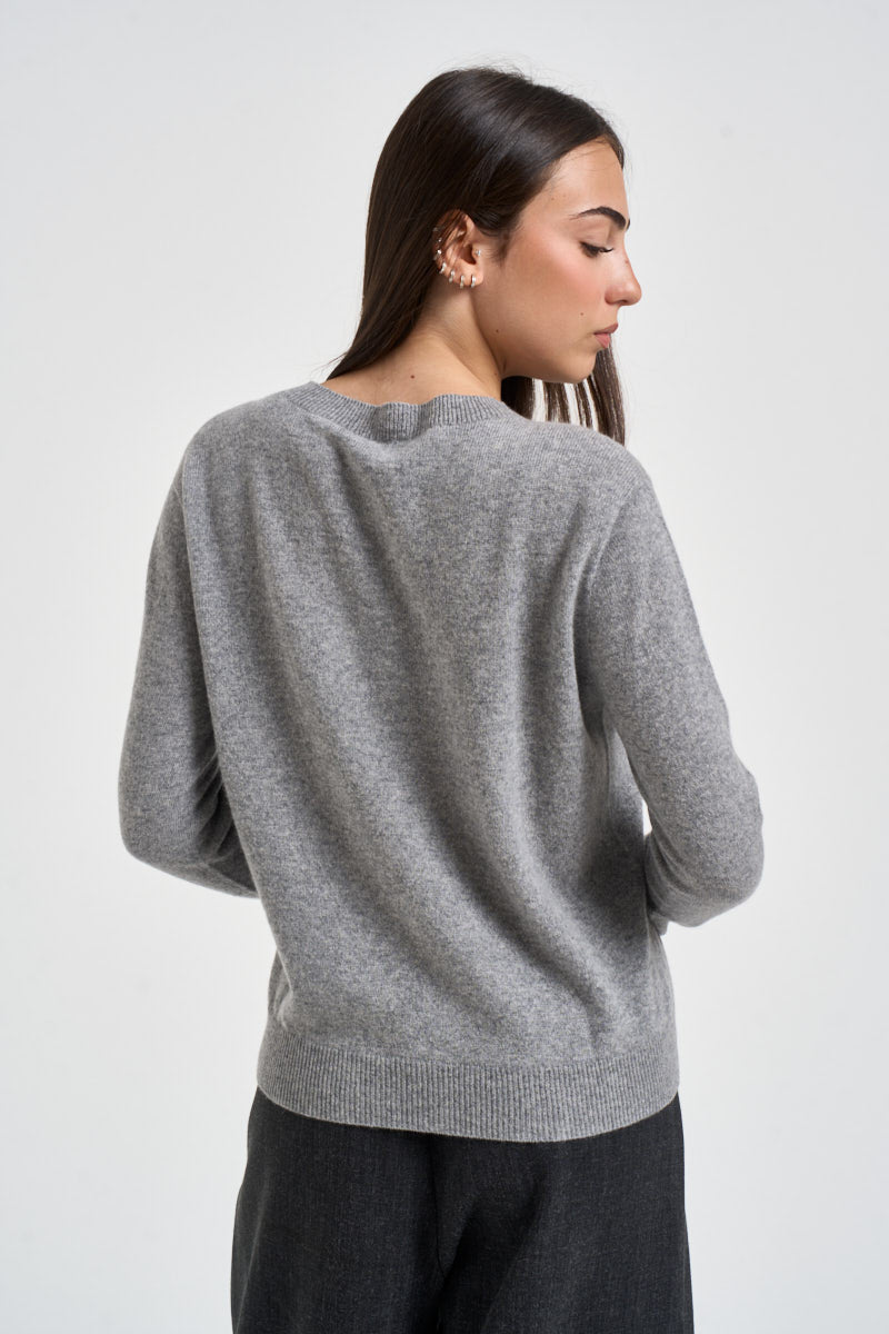 Maglia donna girocollo grigio melange PC80 GRIGIO SOLOCASCMIR 