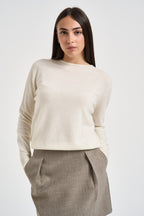 Maglia donna girocollo bianco panna PC80 PANNA SOLOCASCMIR 