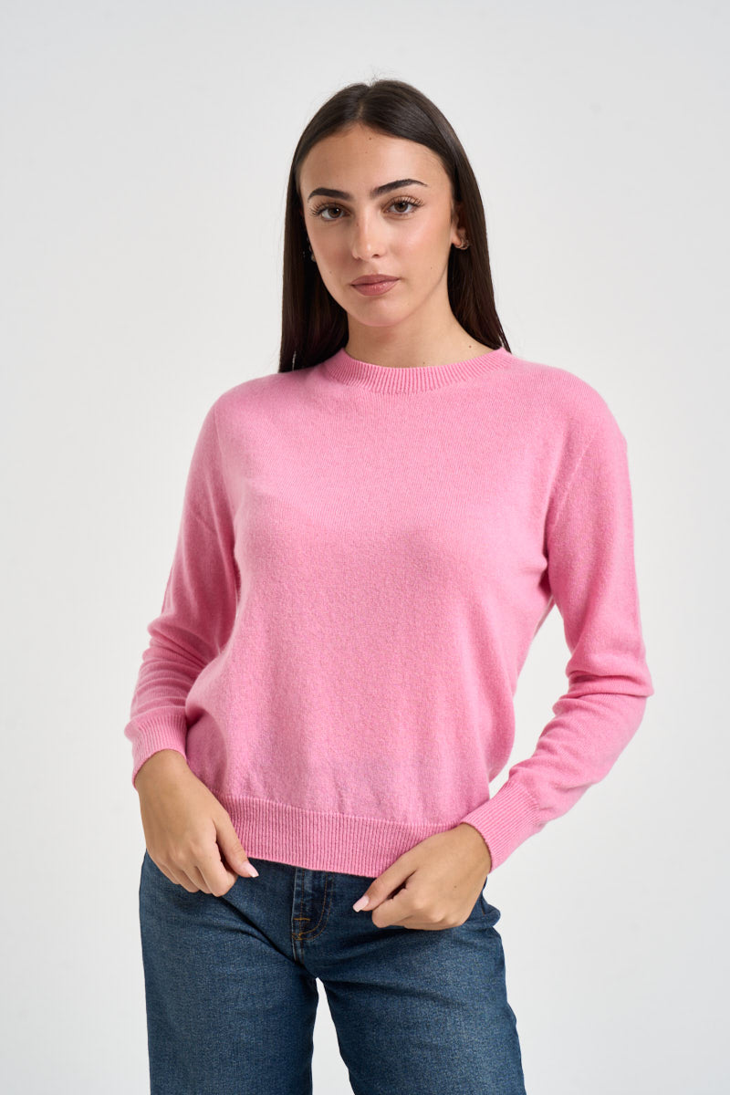 Maglia donna girocollo rosa candy PC80 ROSA SOLOCASCMIR 