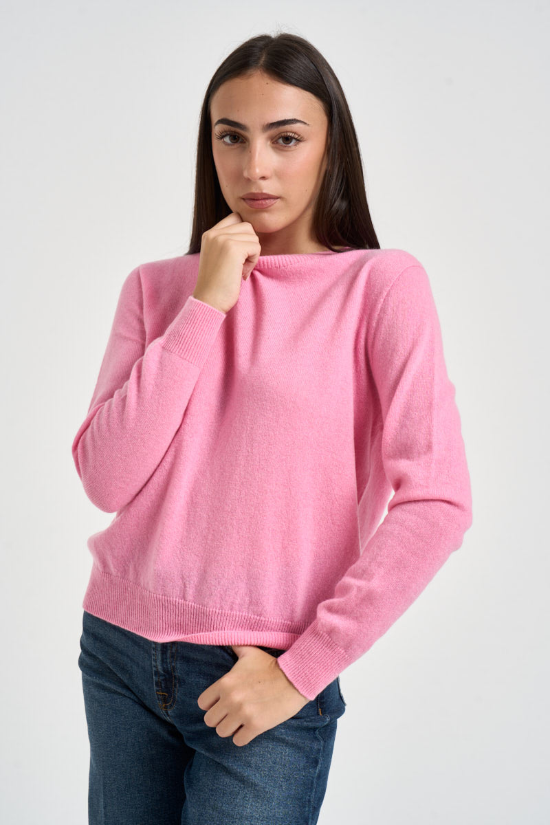 Maglia donna girocollo rosa candy PC80 ROSA SOLOCASCMIR 