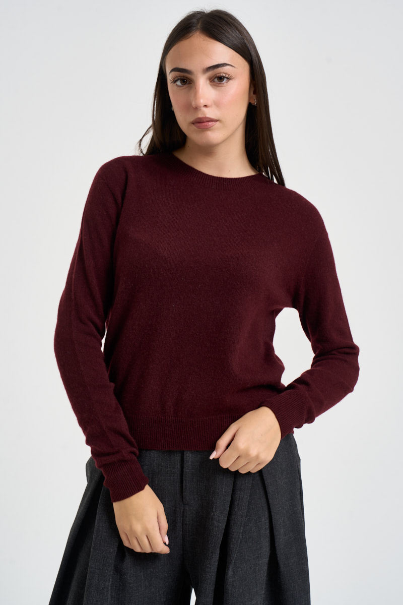Maglia donna girocollo bordeaux PC80 VINO SOLOCASCMIR 