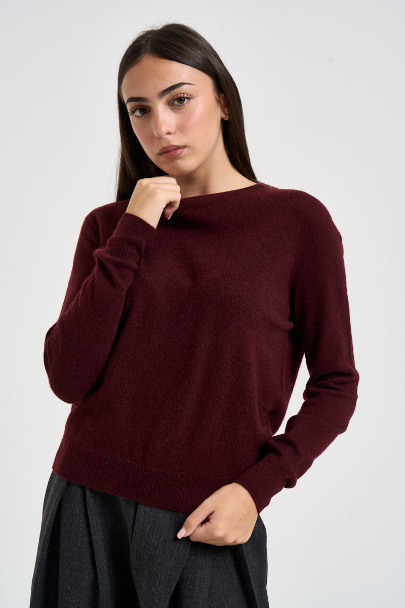 Maglia donna girocollo bordeaux PC80 VINO SOLOCASCMIR 