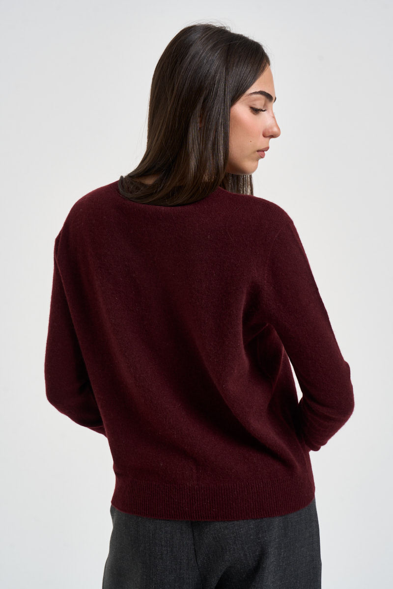 Maglia donna girocollo bordeaux PC80 VINO SOLOCASCMIR 