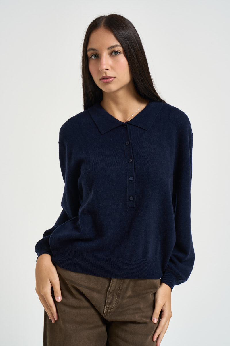 Maglia donna polo in lana blu navy B40D0211 BLU SOUVENIR CLUBBING 