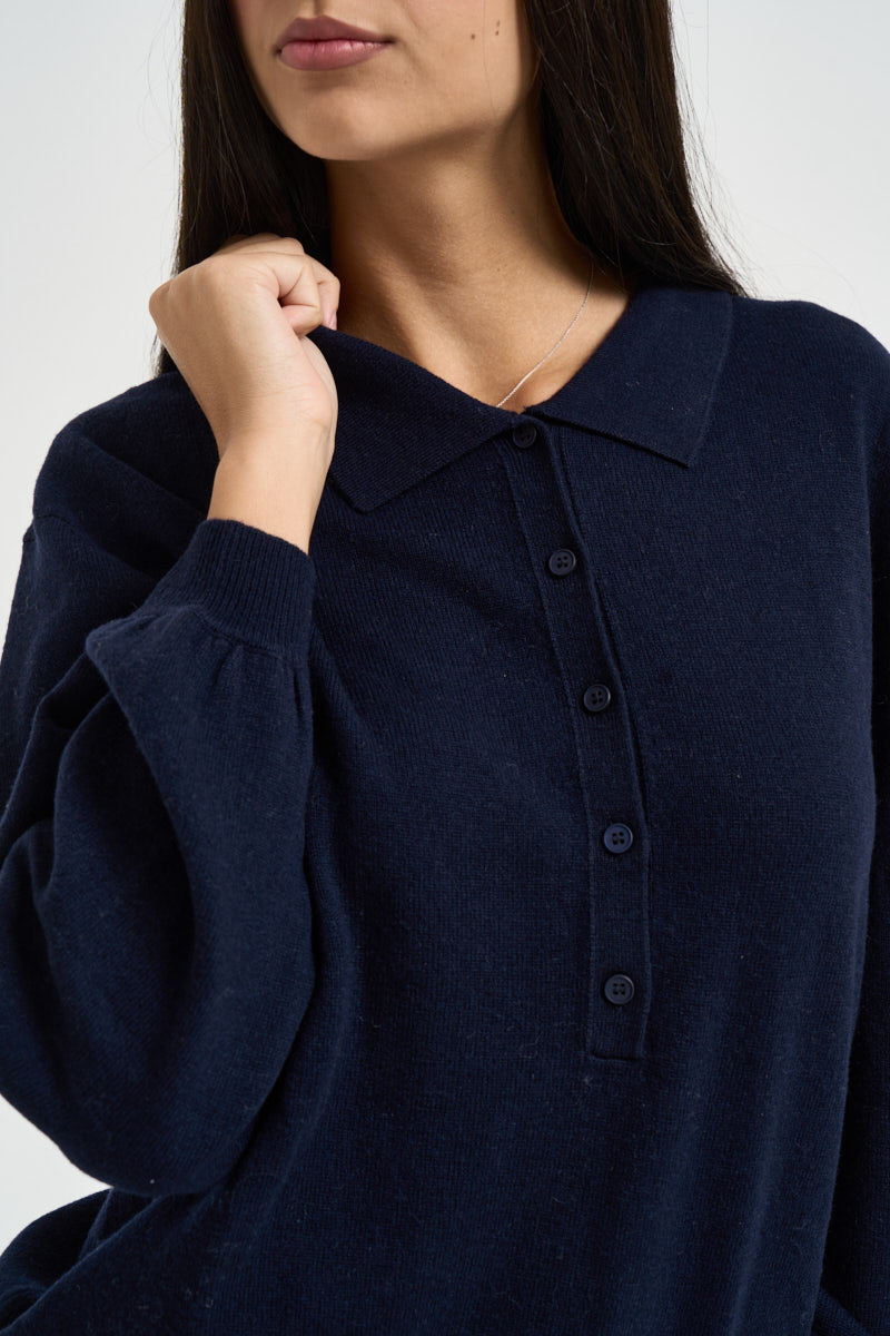 Maglia donna polo in lana blu navy B40D0211 BLU SOUVENIR CLUBBING 