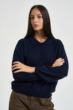 Maglia donna polo in lana blu navy B40D0211 BLU SOUVENIR CLUBBING 