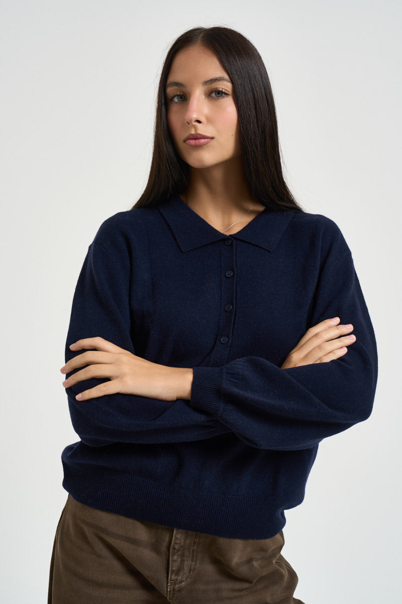 Maglia donna polo in lana blu navy B40D0211 BLU SOUVENIR CLUBBING 