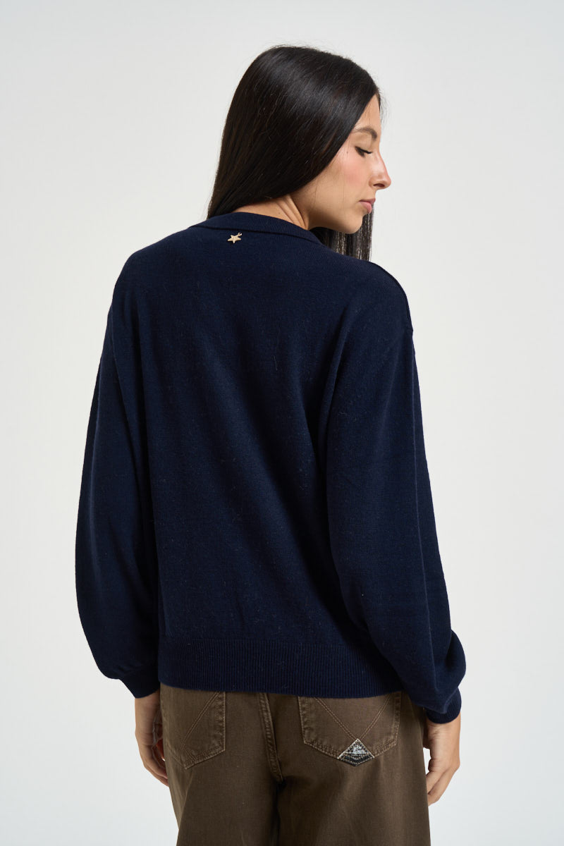 Maglia donna polo in lana blu navy B40D0211 BLU SOUVENIR CLUBBING 