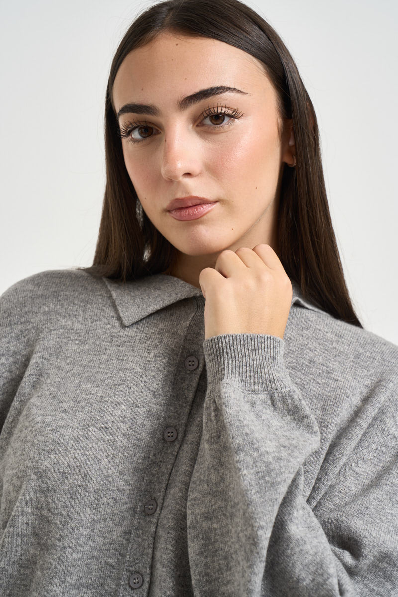 Maglia donna polo in lana grigia B40D0211 GRIGIO SOUVENIR CLUBBING 