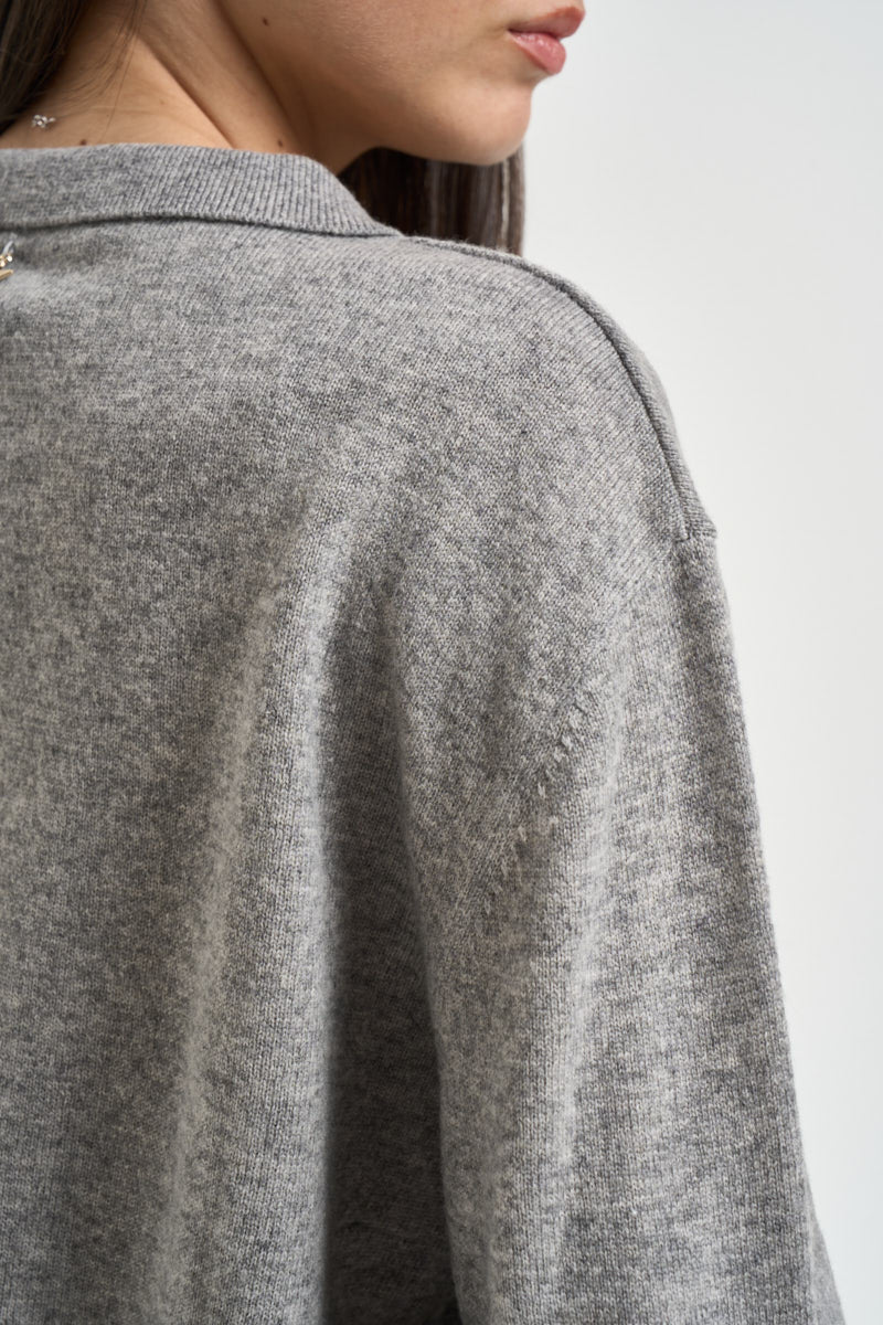 Maglia donna polo in lana grigia B40D0211 GRIGIO SOUVENIR CLUBBING 