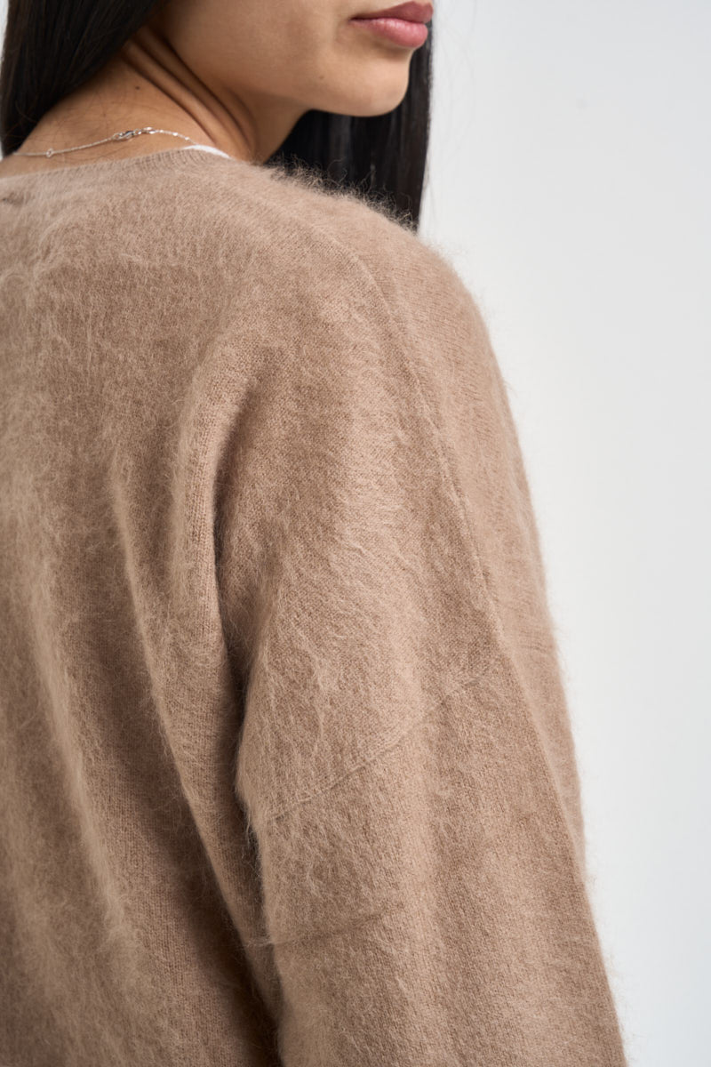 Maglia donna con scollo a V beige B40D0215 BEIGE SOUVENIR CLUBBING 