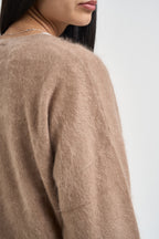 Maglia donna con scollo a V beige B40D0215 BEIGE SOUVENIR CLUBBING 