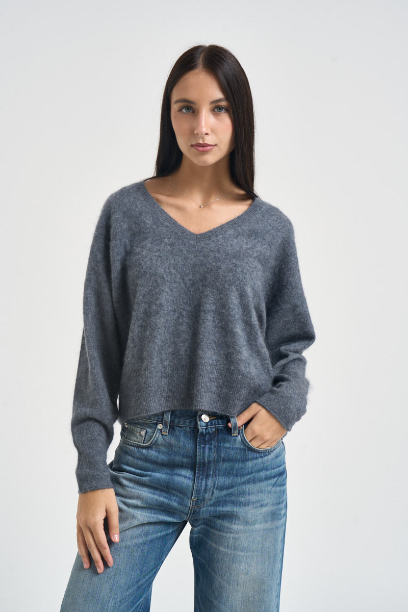 Maglia donna con scollo a V grigia B40D0215 GRIGIO SOUVENIR CLUBBING 