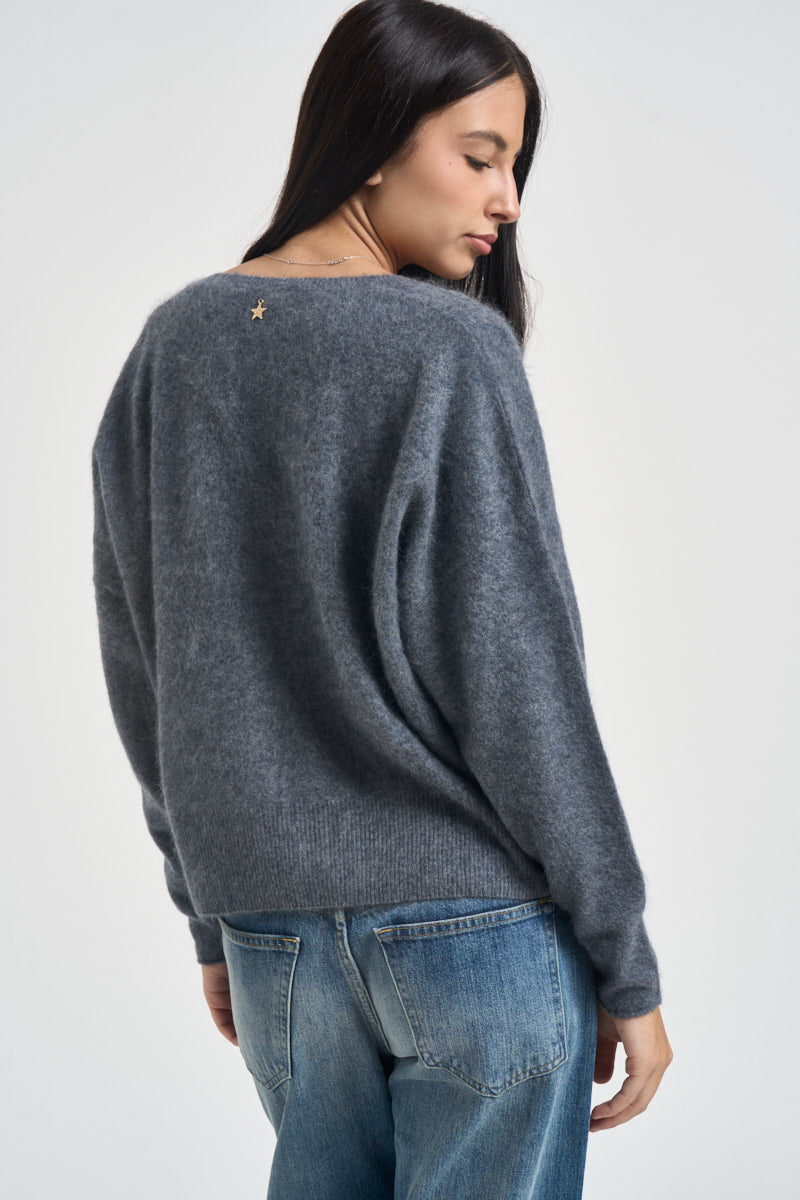 Maglia donna con scollo a V grigia B40D0215 GRIGIO SOUVENIR CLUBBING 
